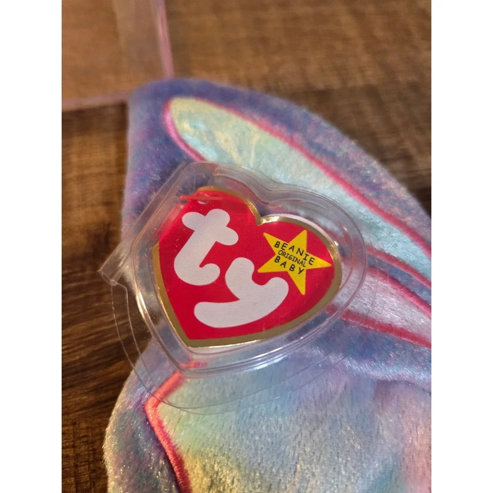 Ty Beanie Baby Flitter the Butterfly Pink Purple Iridescent Wings Plush Case